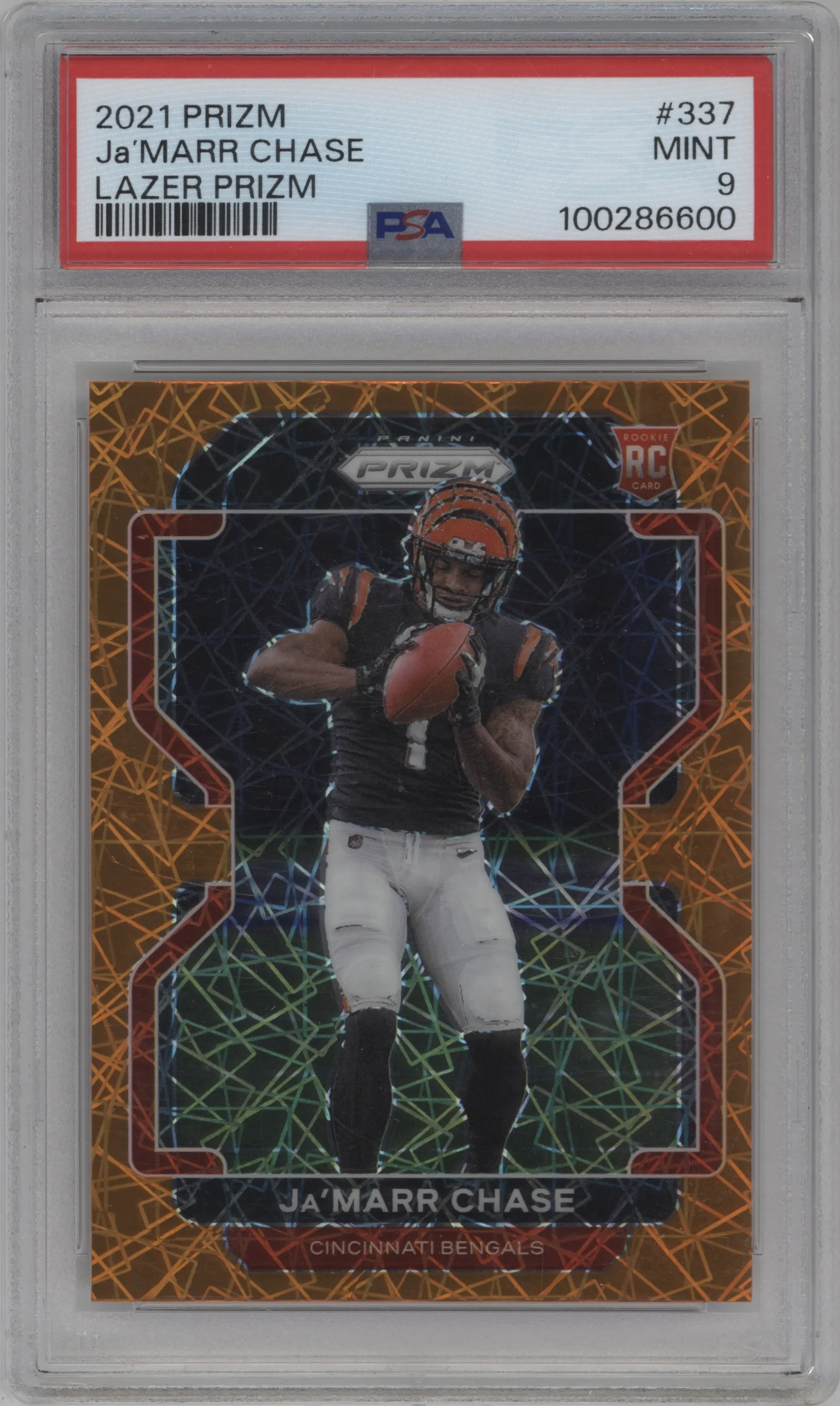 2021 Panini Prizm Ja'Marr Chase Lazer #337 PSA 9