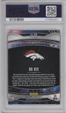 Bo Nix from the 2024 Panini Prizm set featuring a Green Prizm parallel graded by PSA and given an overall grade of 10.