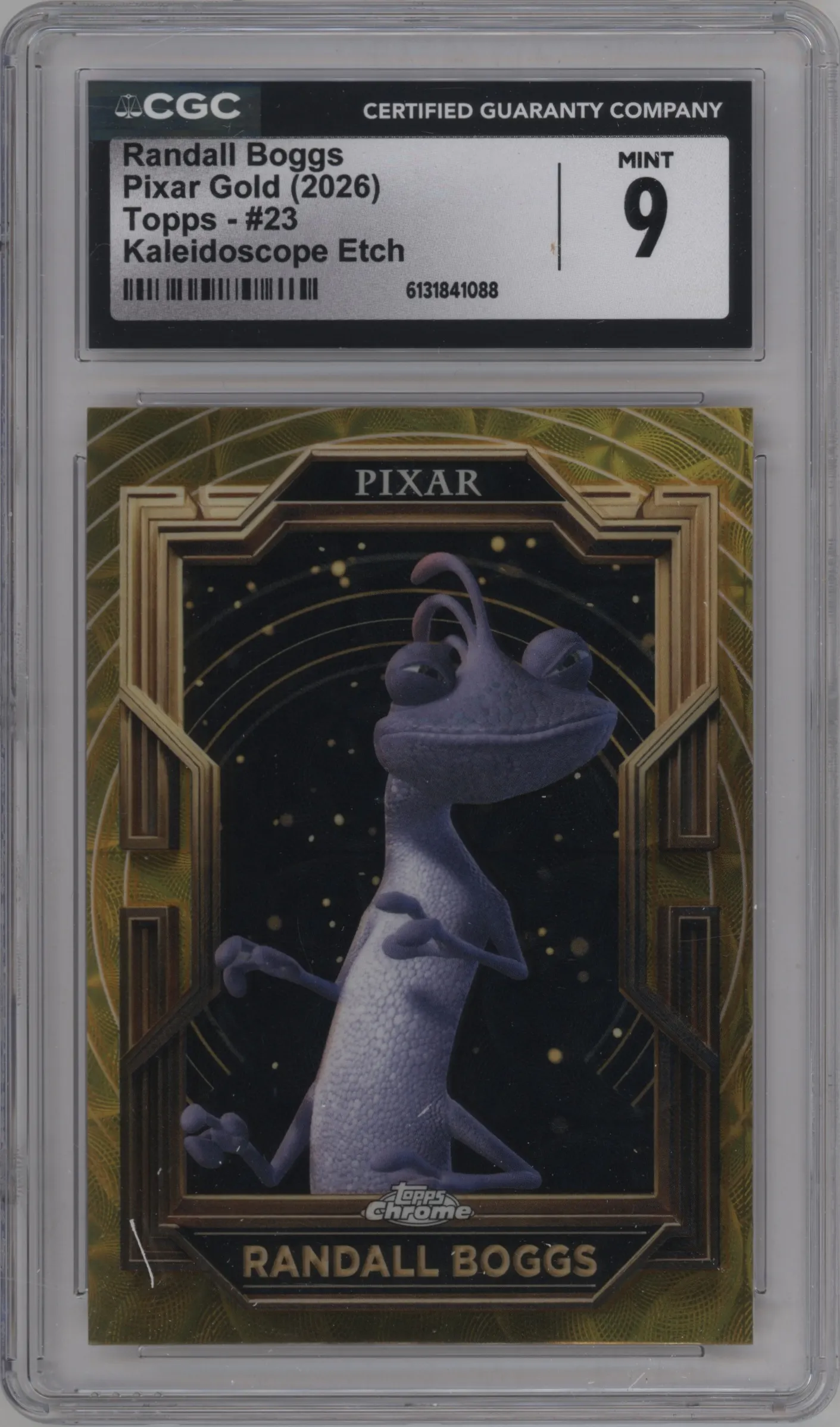 2025 Topps Pixar Gold Randall Boggs Kaleidoscope Etch Refractor CGC 9
