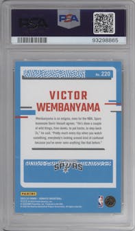 Victor Wembanyama from the 2023-24 Panini Donruss set graded by PSA and given an overall grade of 10.