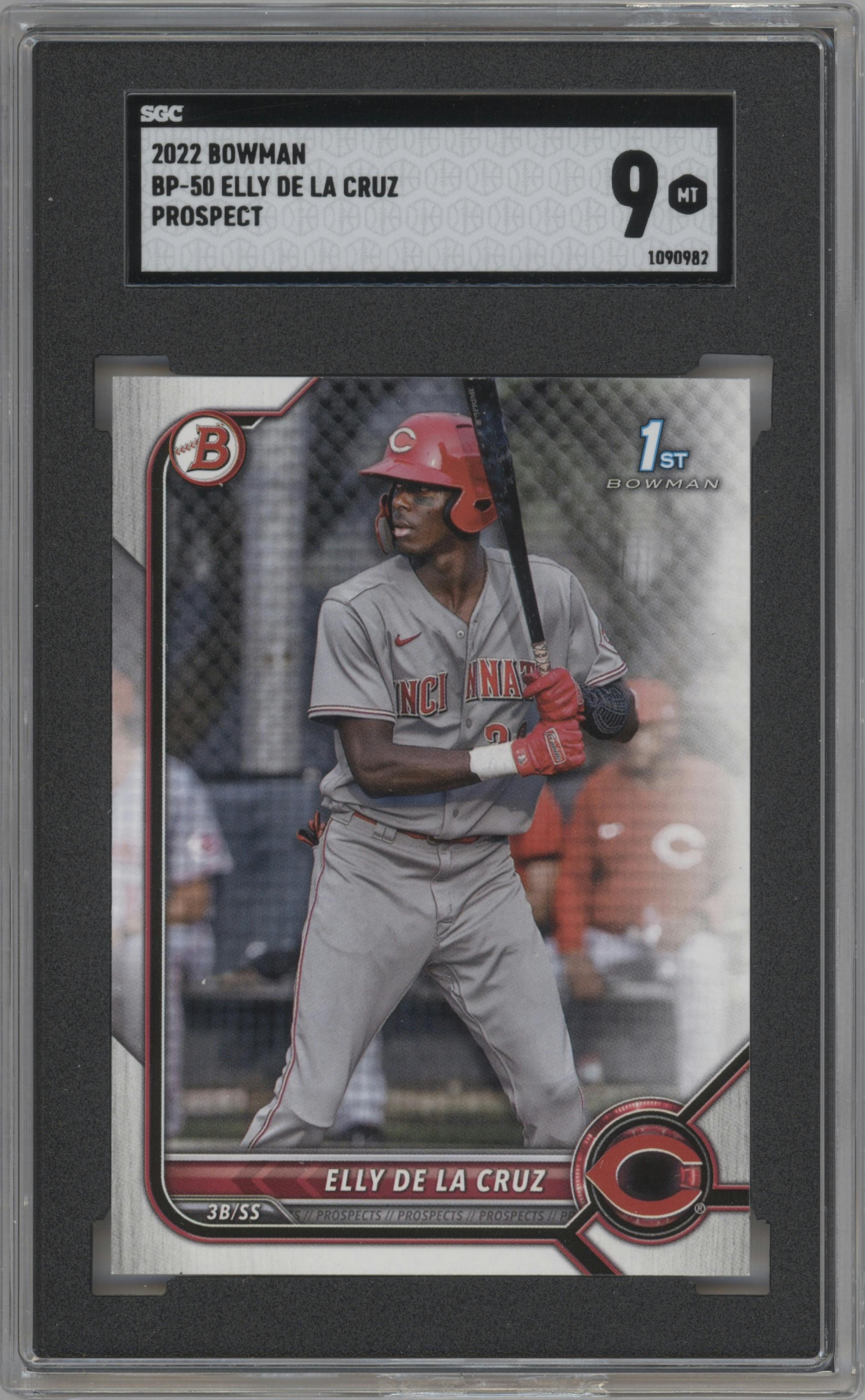 Elly De La Cruz from the 2022 Bowman set graded by SGC and given an overall grade of 9.