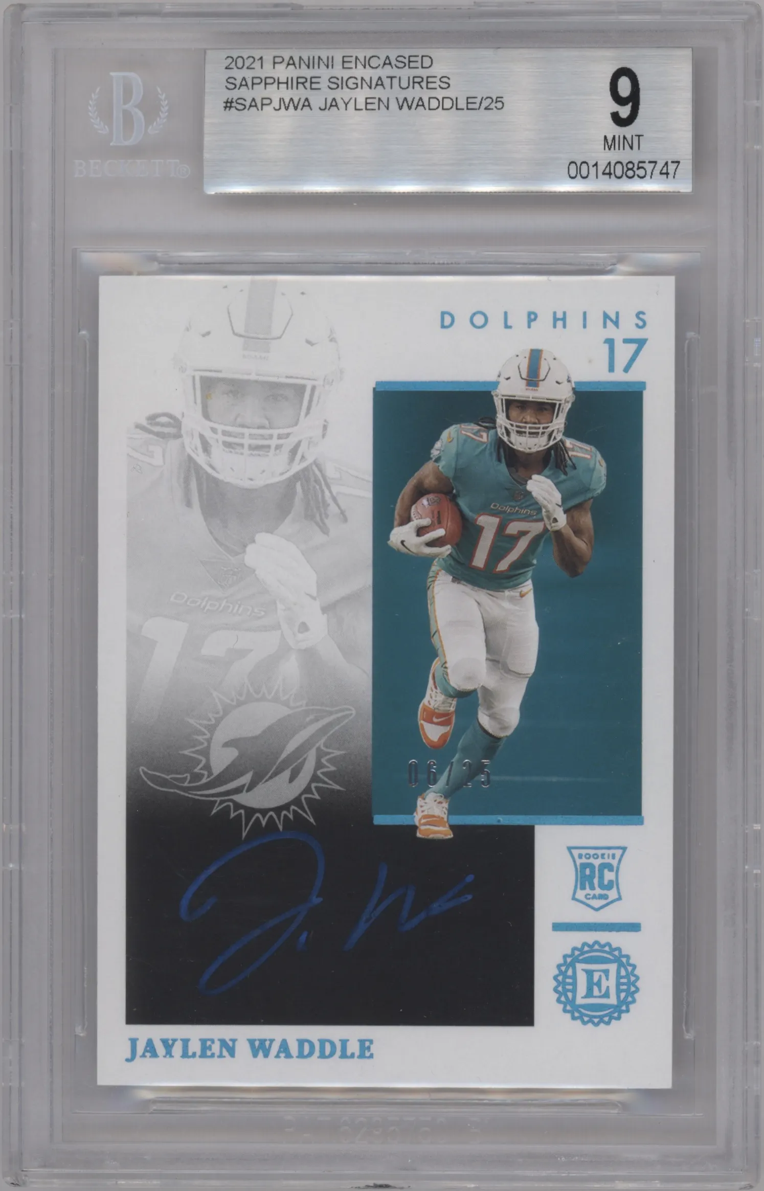 2021 Panini Encased Sapphire Sig. Jaylen Waddle #SAP-JWA BGS 9