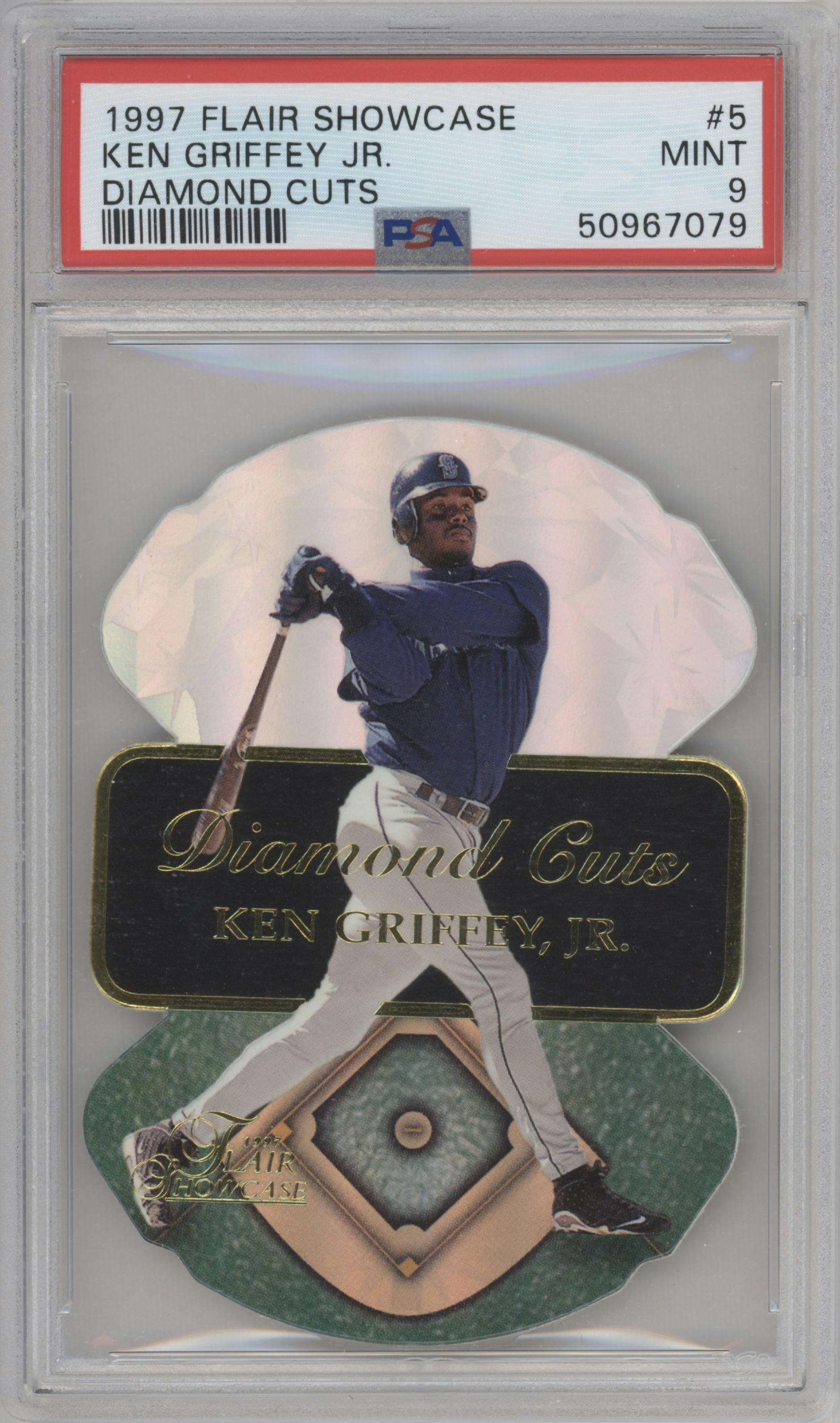Ken Griffey, Jr. from the 1997 Flair Showcase set graded by PSA and given an overall grade of 9.