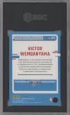 Victor Wembanyama from the 2023-24 Donruss Optic set graded by SGC and given an overall grade of 10.