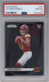 Jayden Daniels from the 2024 Panini Prizm set graded by PSA and given an overall grade of 10.