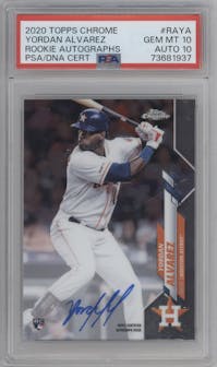 Yordan Alvarez from the 2020 Topps Chrome set graded by PSA and given an overall grade of 10.