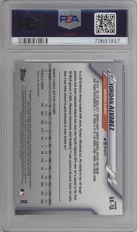 Yordan Alvarez from the 2020 Topps Chrome set graded by PSA and given an overall grade of 10.