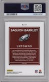 Saquon Barkley from the 2024 Donruss Optic set graded by PSA and given an overall grade of 9.