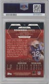 Edgerrin James  from the 2003 Topps Finest set featuring a Gold Xfractor parallel graded by PSA and given an overall grade of 9.