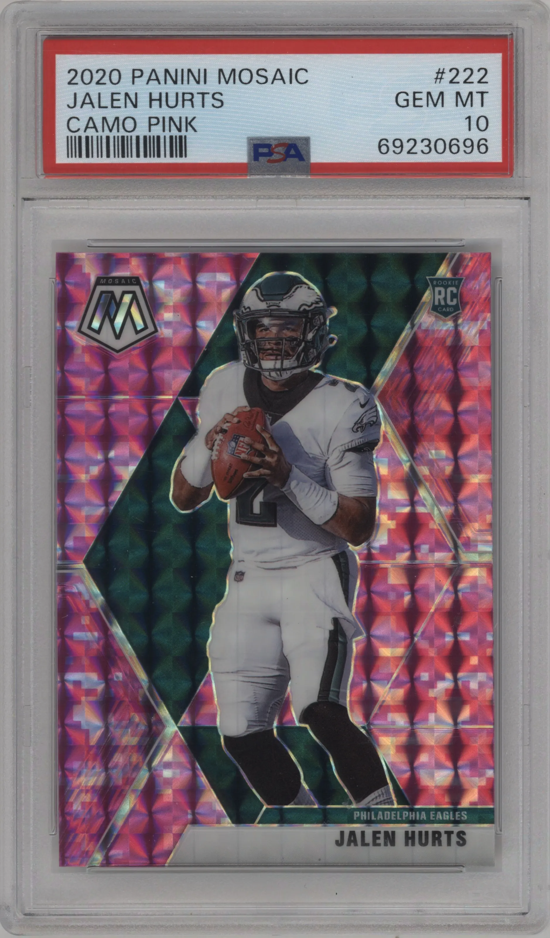 2020 Panini Mosaic Jalen Hurts Pink Camo PSA 10