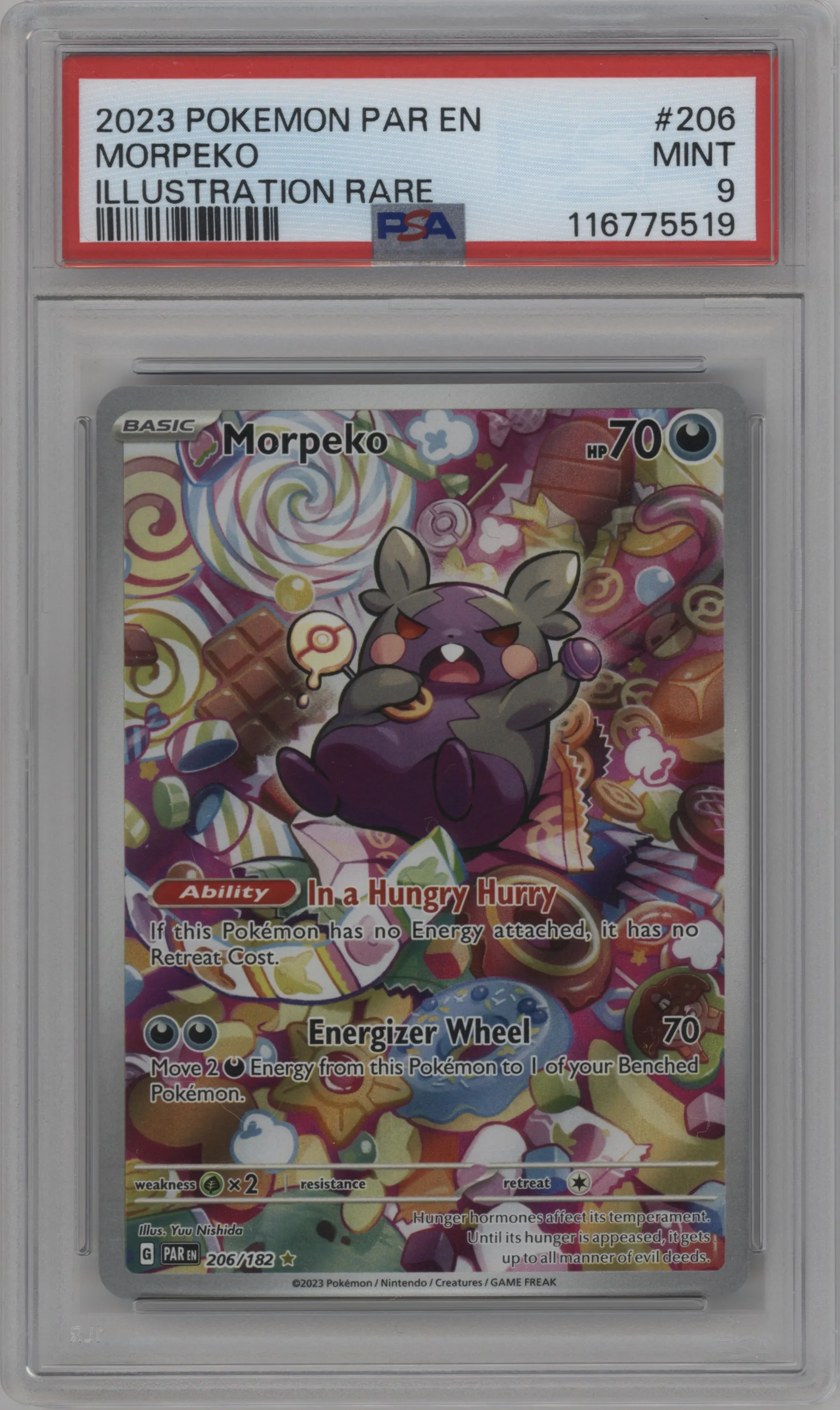 2023 Pokemon SV Paradox Rift Morpeko #206 PSA 9