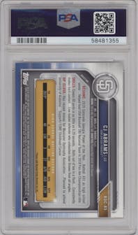 CJ Abrams from the 2019 Bowman Draft set graded by PSA and given an overall grade of 10.
