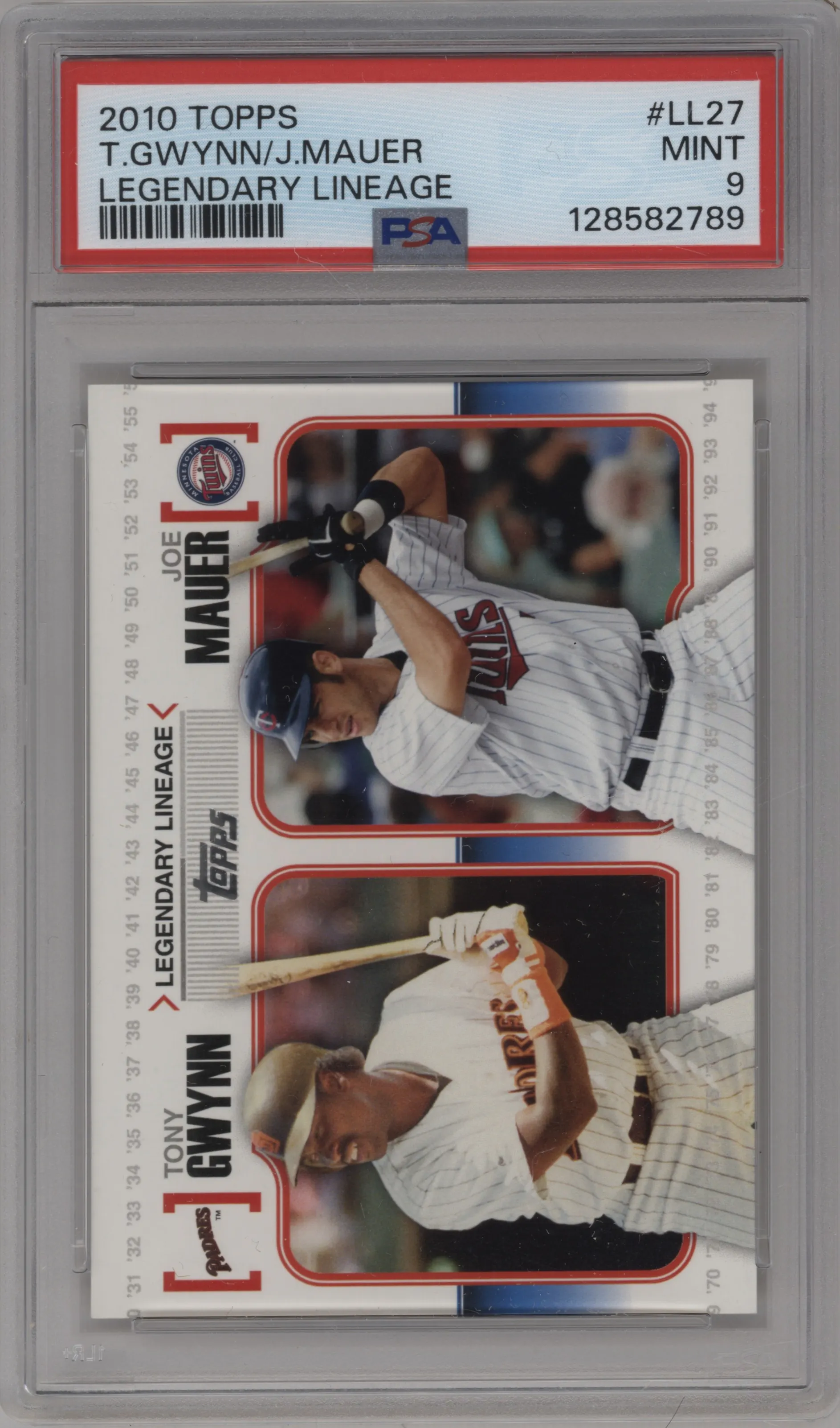 2010 Topps Legendary Lineage Tony Gwynn/Joe Mauer PSA 9