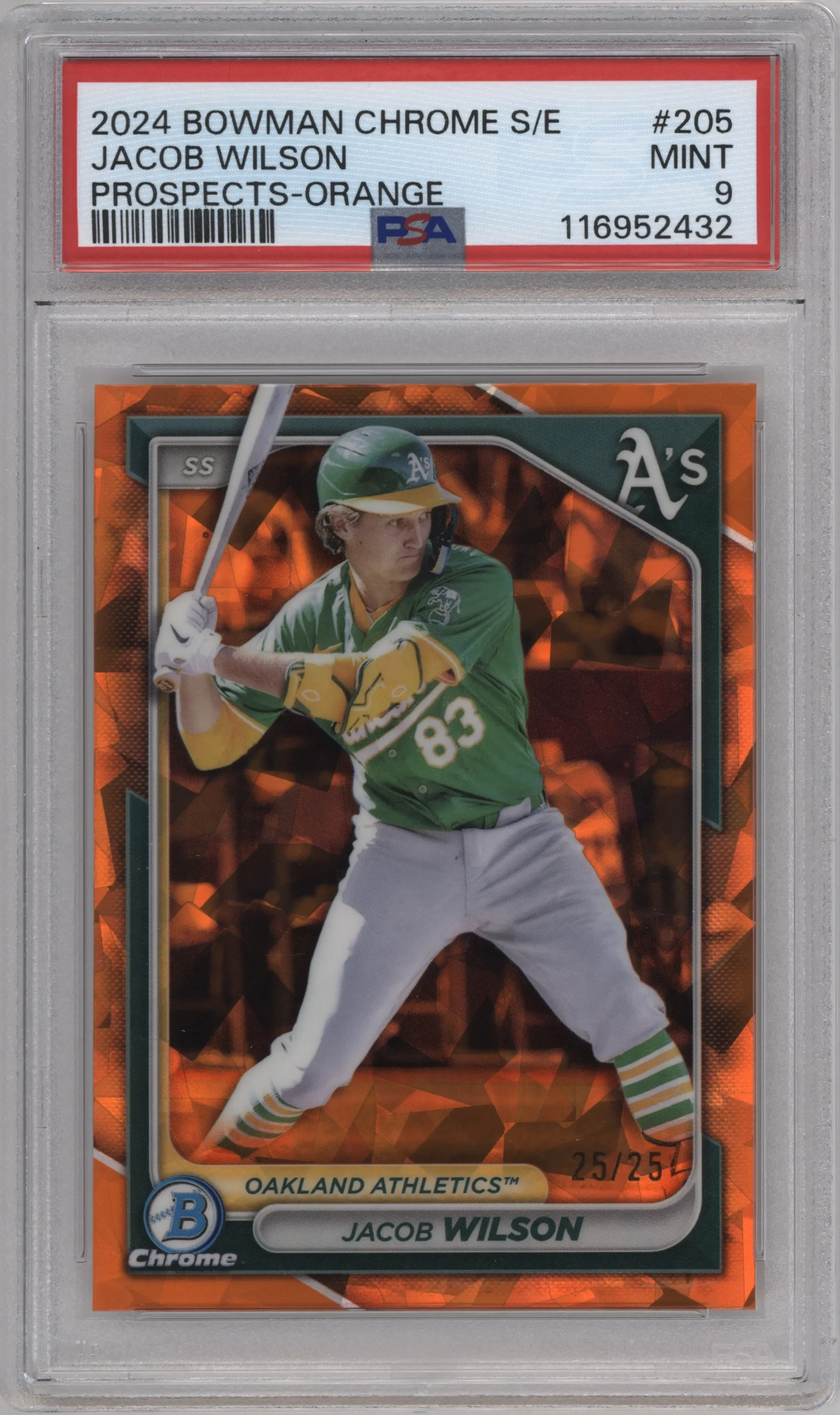 2024 Bowman Chrome Sapphire Chr.Pros. Jacob Wilson Orange #BCP-205 PSA 9
