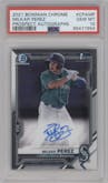 Milkar Perez from the 2021 Bowman Chrome set graded by PSA and given an overall grade of 10.