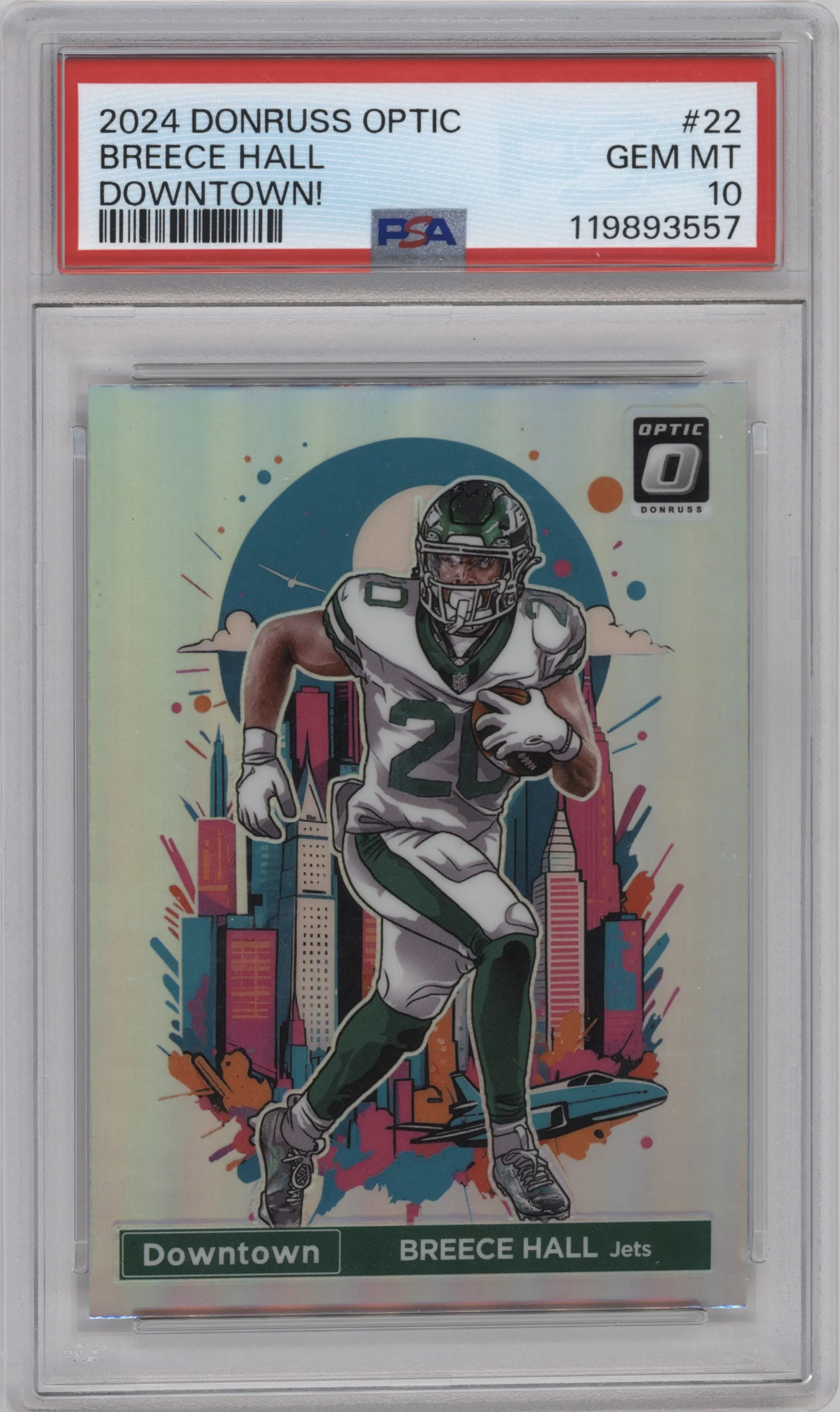 2024 Donruss Optic Downtown! Breece Hall #22 PSA 10