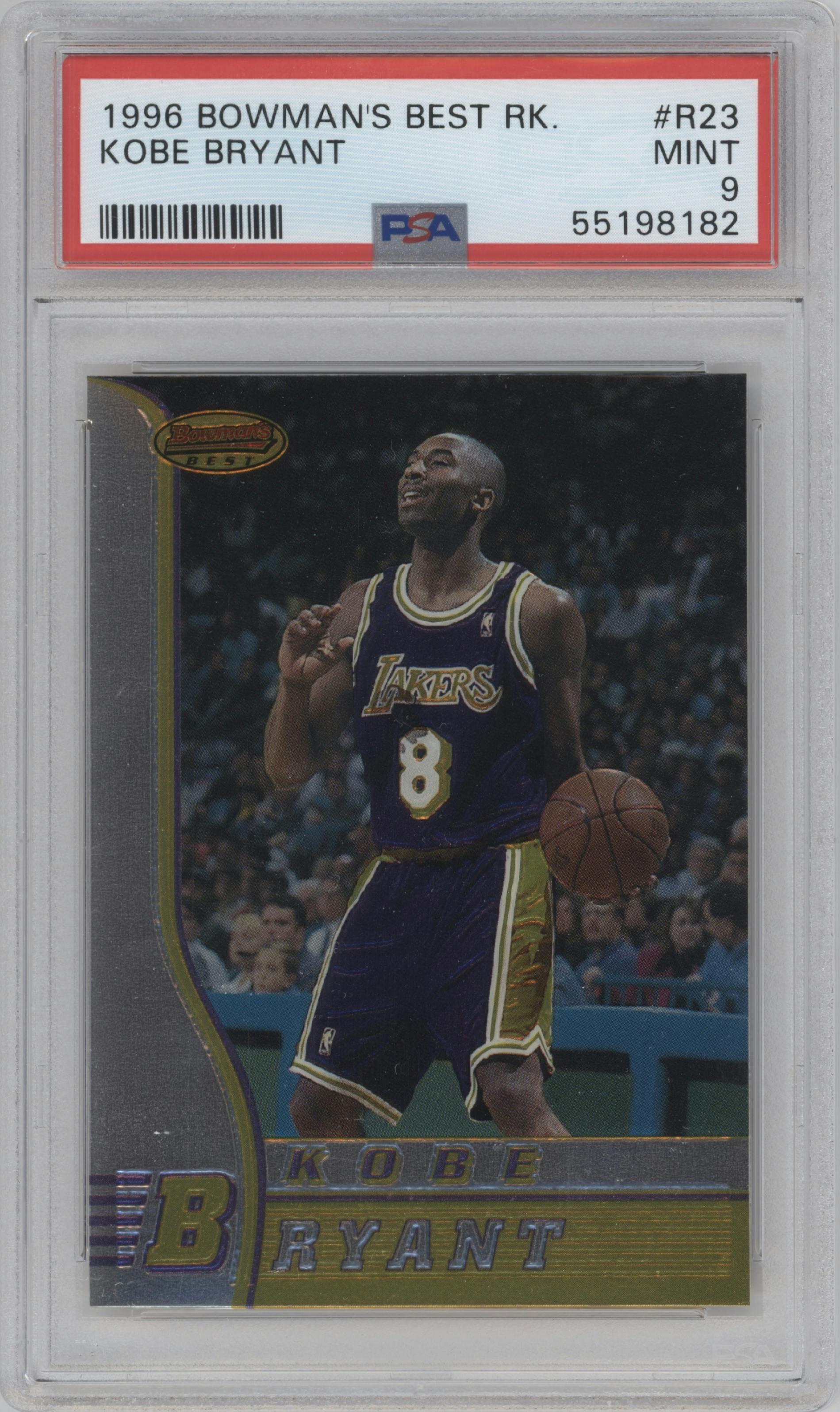 Kobe Bryant from the 1996-97 Bowman’s Best  set graded by PSA and given an overall grade of 9.