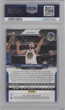 Stephen Curry from the 2020-21 Panini Prizm set featuring a Blue Shimmer parallel graded by PSA and given an overall grade of 9.
