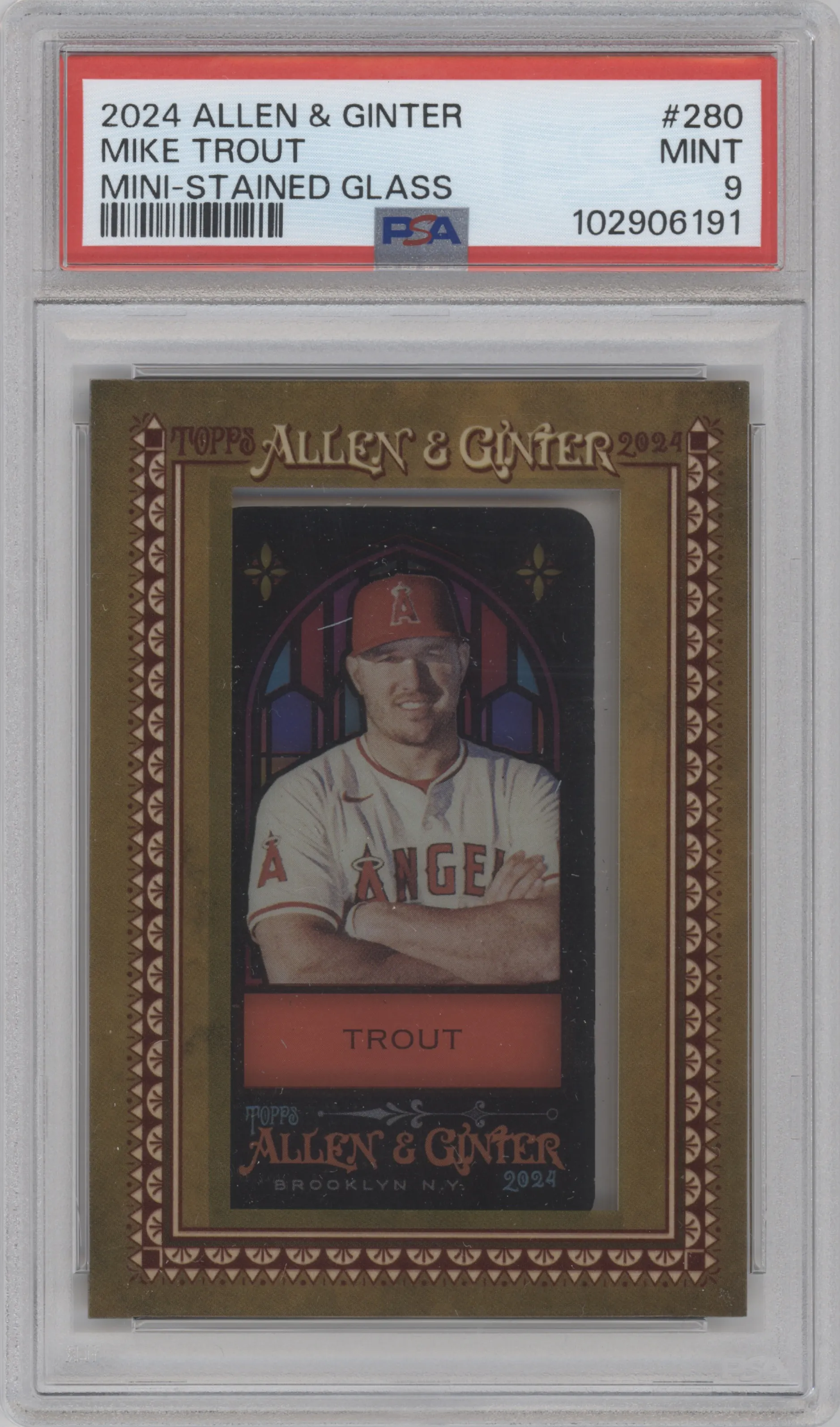 2024 Topps Allen & Ginter Framed Mini Stained Glass Mike Trout #280 PSA 9