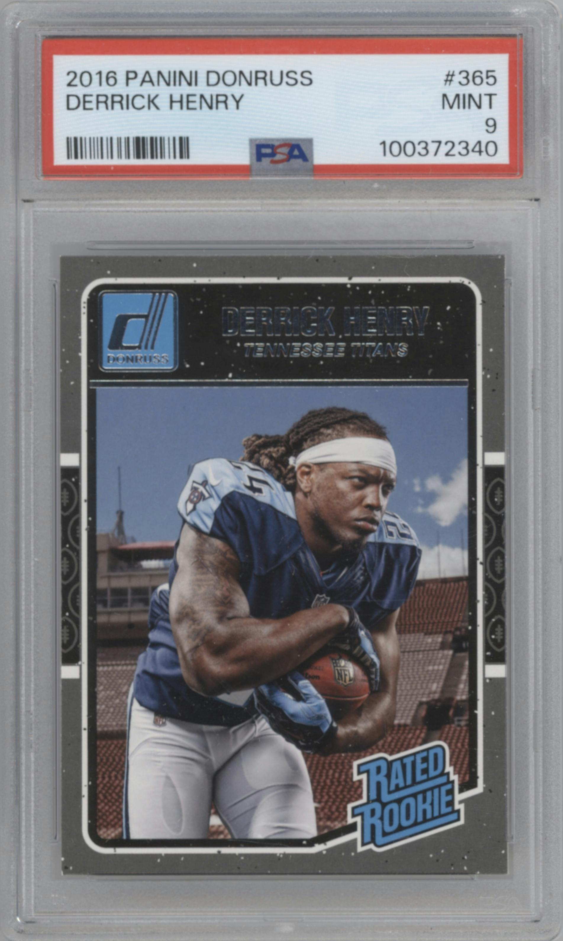 Derrick Henry from the 2016 Panini Donruss  set graded by PSA and given an overall grade of 9.