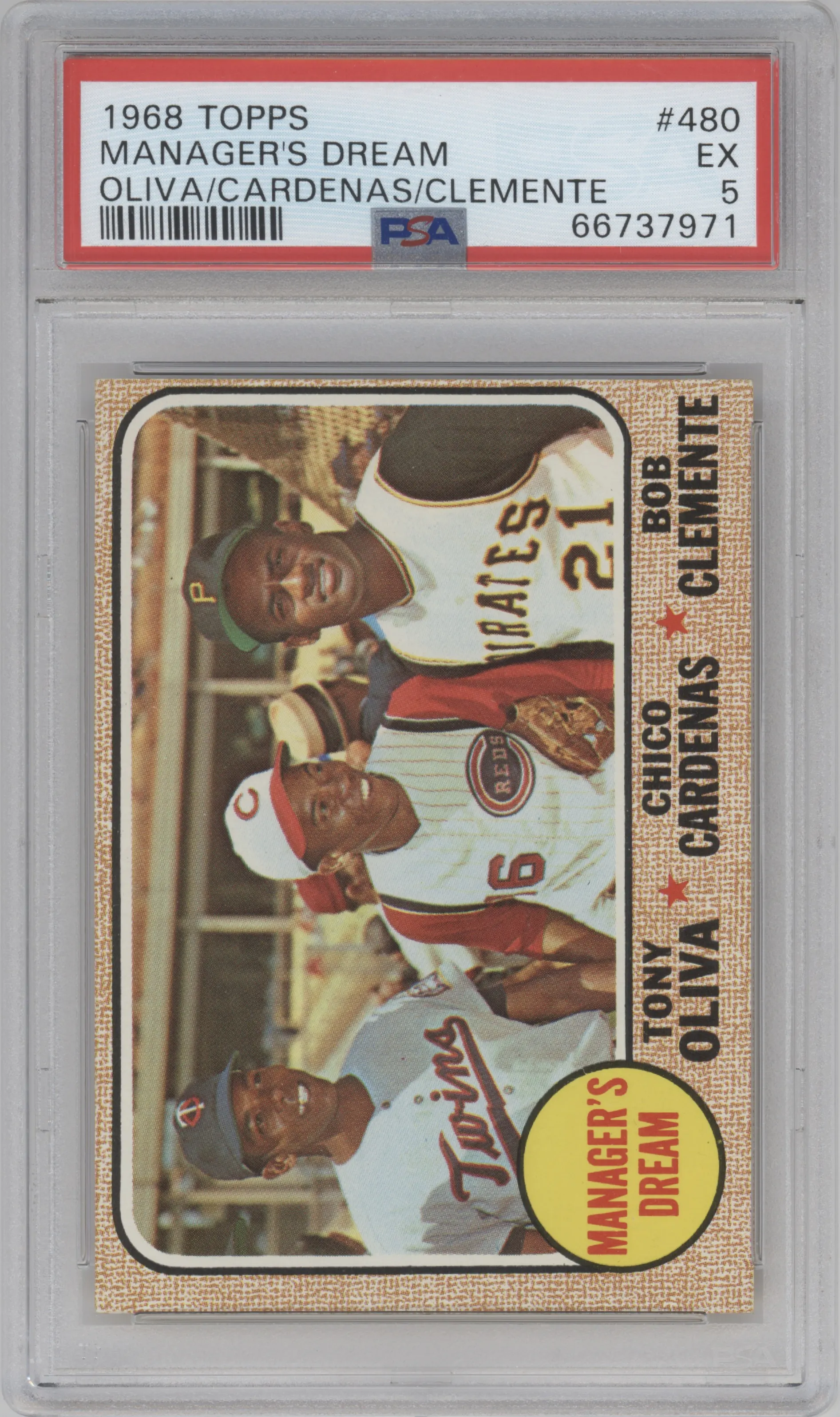 1968 Topps Tony Oliva/Chico Cardenas/Bob Clemente #480 PSA 5