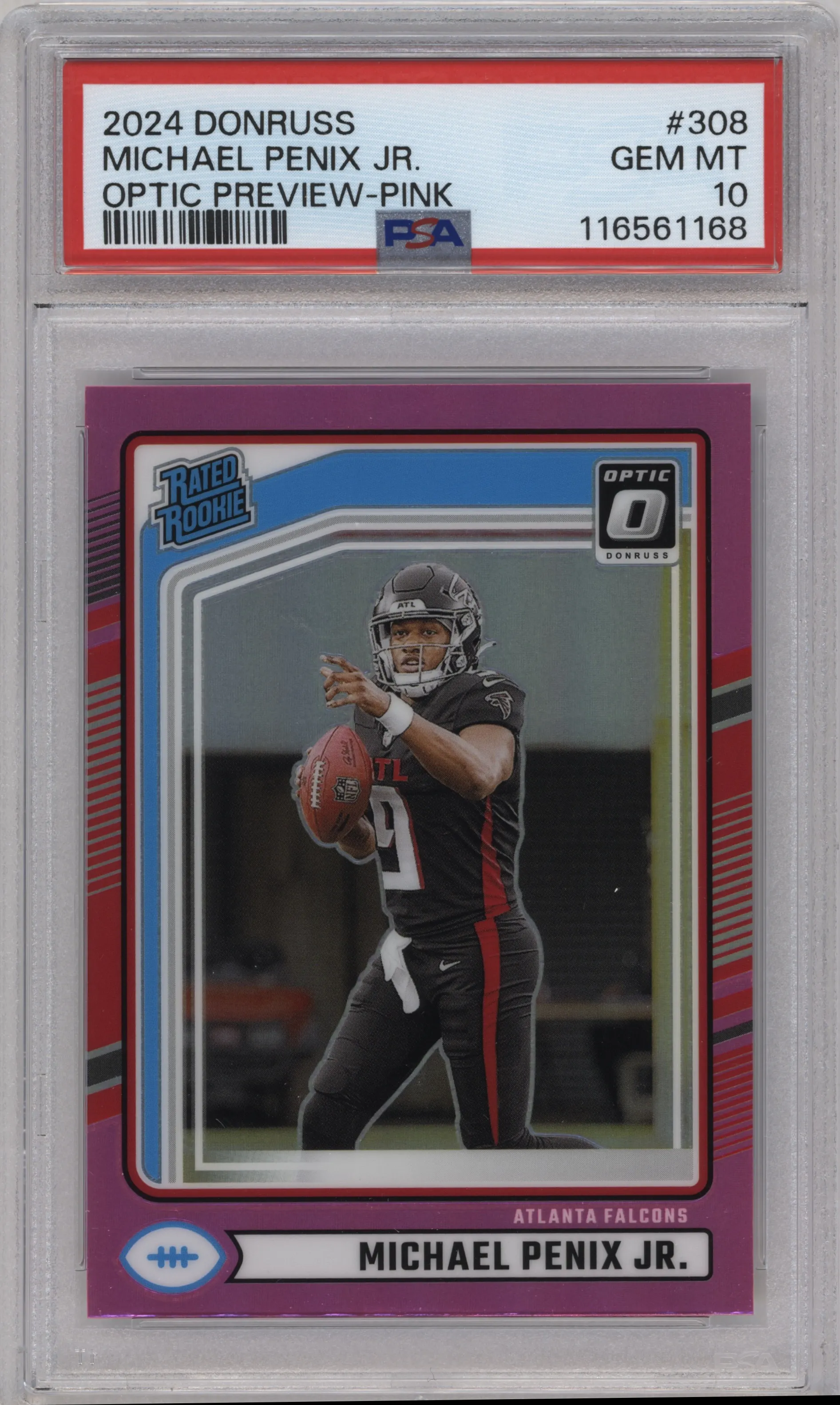 2024 Donruss Opt.Rtd.Rke. Michael Penix Jr. Pink #308 PSA 10