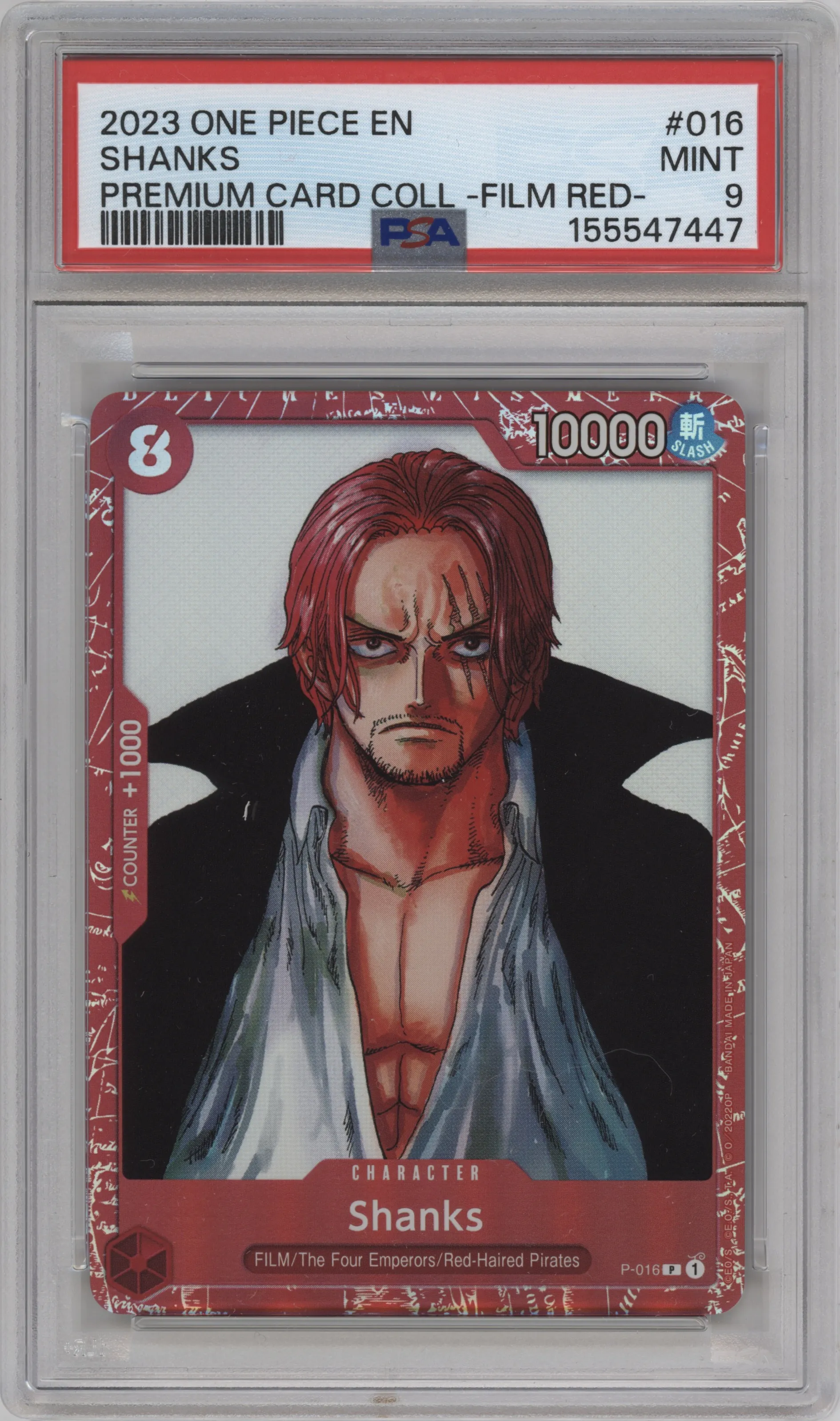 2023 One Piece PC Coll. FILM RED Ed. Shanks PSA 9
