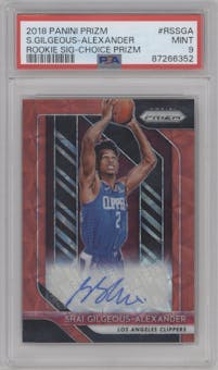 Shai Gilgeous-Alexander from the 2018-19 Panini Prizm set featuring a Choice parallel graded by PSA and given an overall grade of 9.