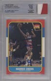 Maurice Cheeks from the 1986-87 Fleer set featuring a JF-Game Used Patch parallel graded by Beckett and given an overall grade of 10.