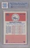 Maurice Cheeks from the 1986-87 Fleer set featuring a JF-Game Used Patch parallel graded by Beckett and given an overall grade of 10.