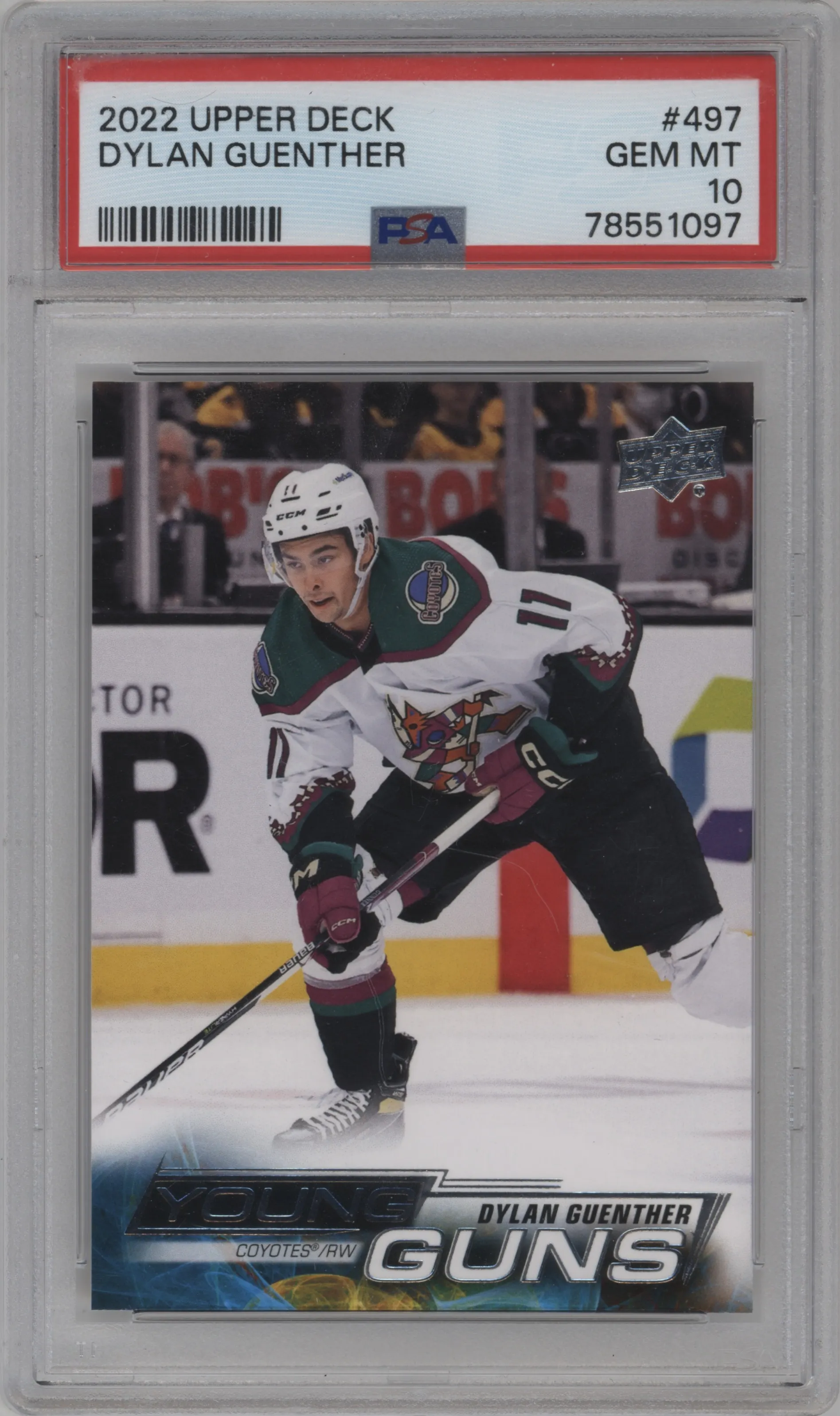 2022 Upper Deck Series 2 Young Guns Dylan Guenther #497 PSA 10