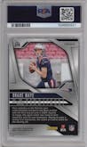 Drake Maye from the 2024 Panini Prizm set featuring a Red/White/Blue Prizm parallel graded by PSA and given an overall grade of 9.