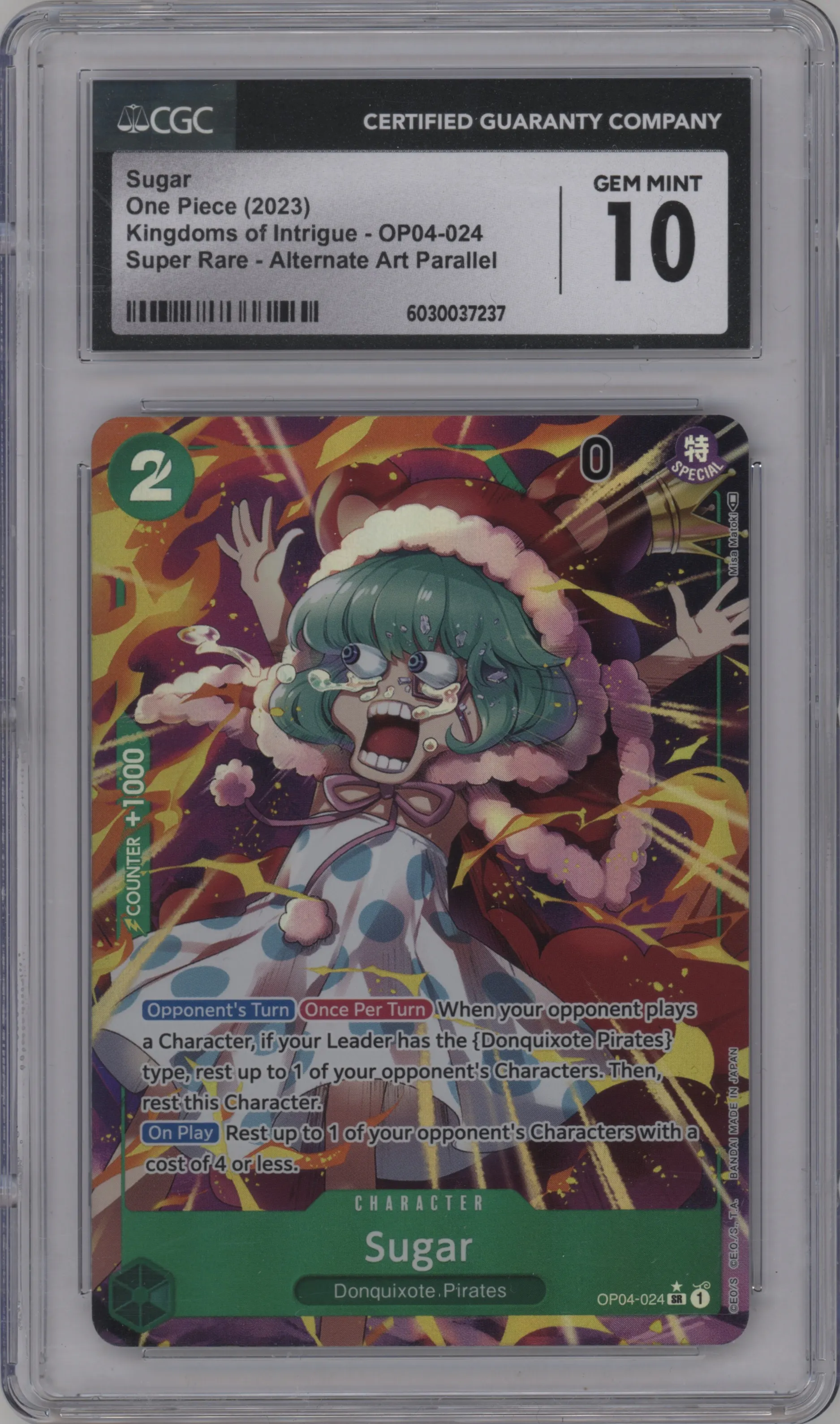 2023 One Piece Kingdoms of Intrigue Sugar Alternate Art SR #OP04-024 SR CGC 10