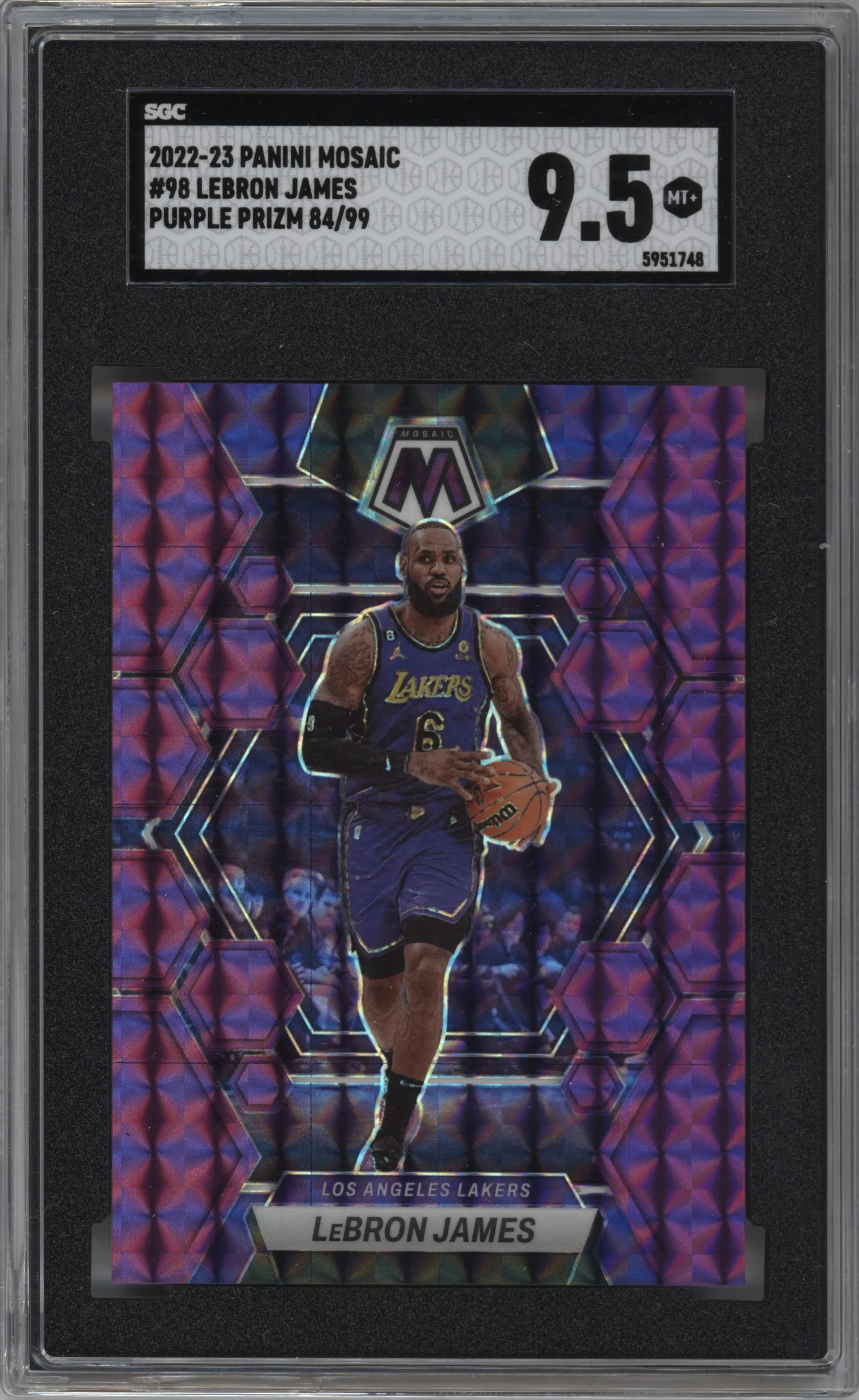2022 Panini Mosaic LeBron James Purple Mosaic SGC 9.5
