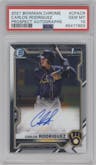 Carlos Rodriguez from the 2021 Bowman Chrome set graded by PSA and given an overall grade of 10.
