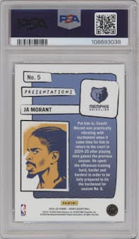 Ja Morant from the 2024-25 Panini NBA Hoops set graded by PSA and given an overall grade of 9.