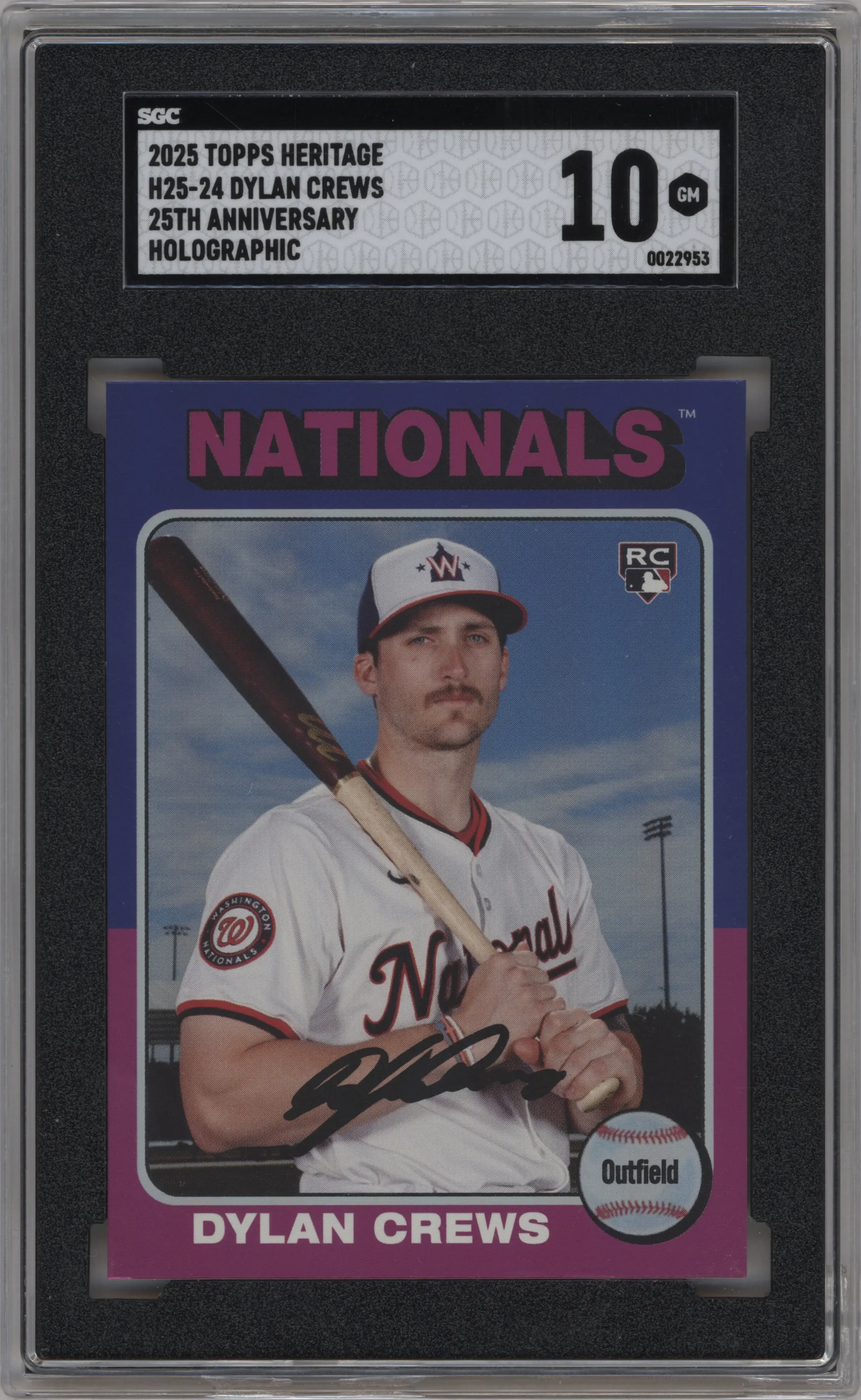 2025 Topps Heritage Heritage 25th Anniversary Dylan Crews Holographic #H25-24 SGC 10