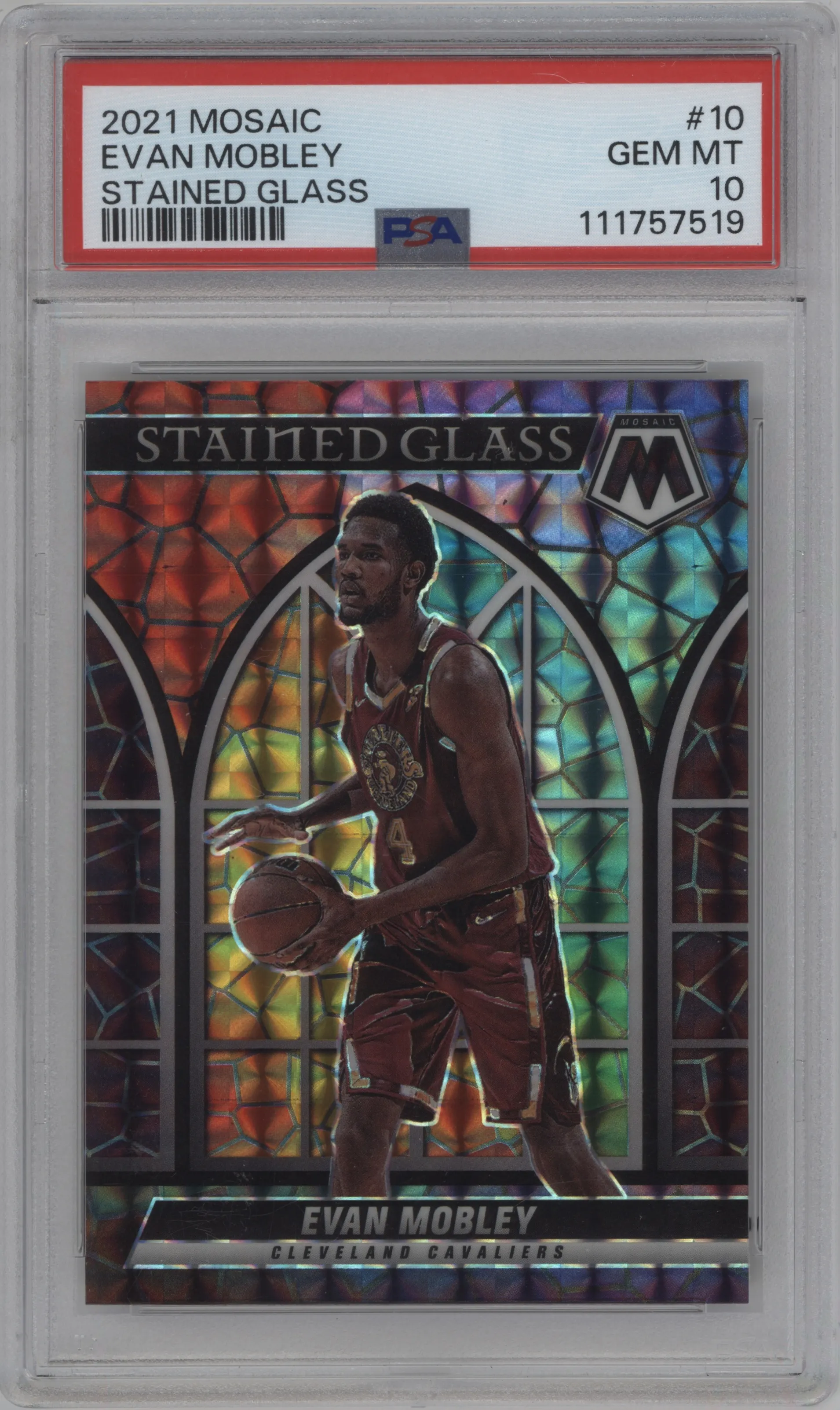 2021 Panini Mosaic Stained Glass Evan Mobley #10 PSA 10