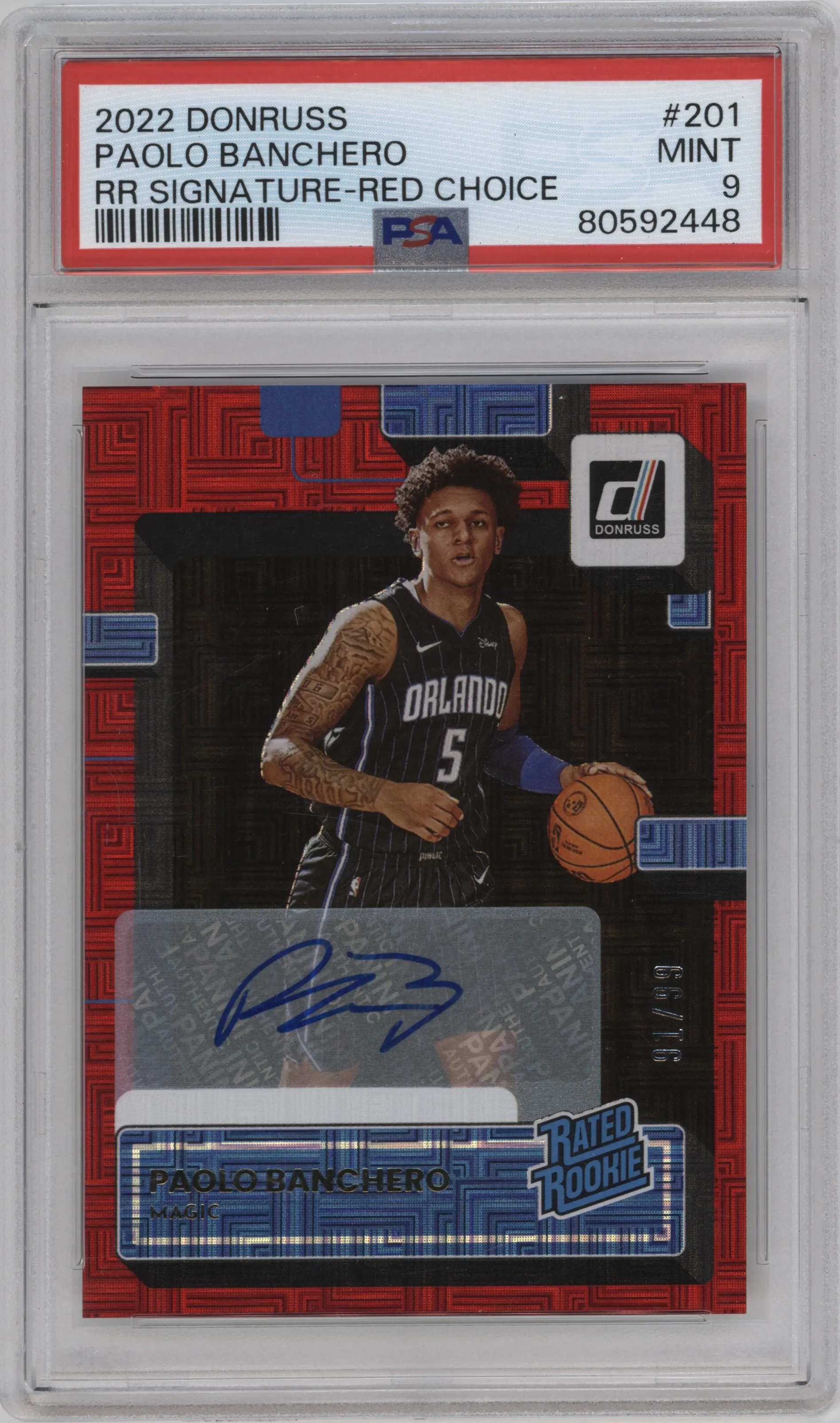 2022 Panini Donruss Rtd.Rke.Sig. Paolo Banchero Choice Red PSA 9