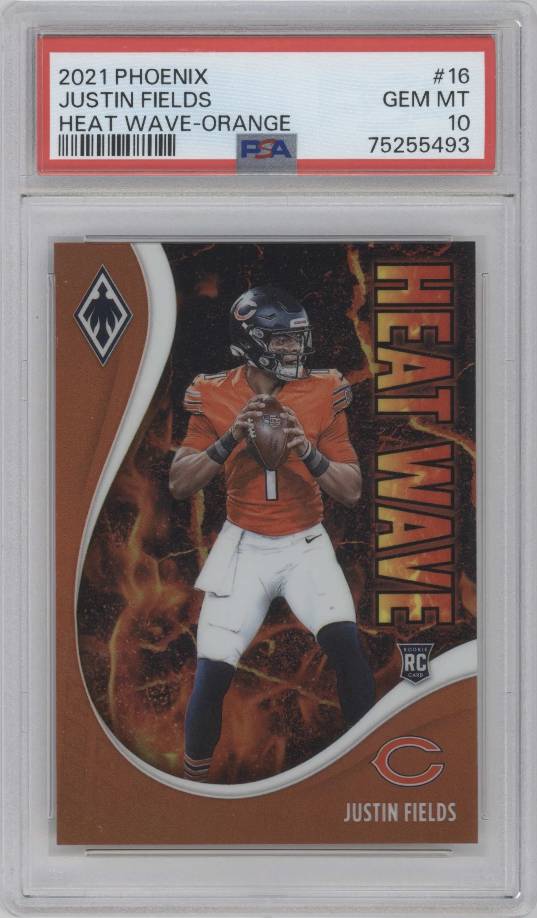 2021 Panini Phoenix Heat Wave Justin Fields Orange PSA 10