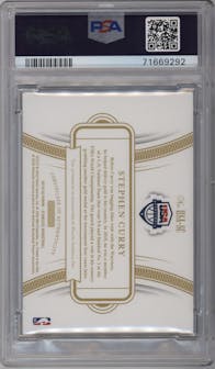 Stephen Curry from the 2019-20 Panini Flawless set featuring a Gold parallel graded by PSA and given an overall grade of 10.