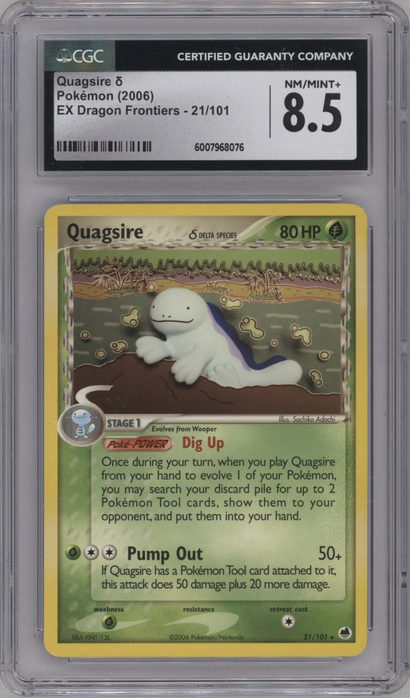 2006 Pokemon EX Dragon Frontiers Quagsire #21 CGC 8.5
