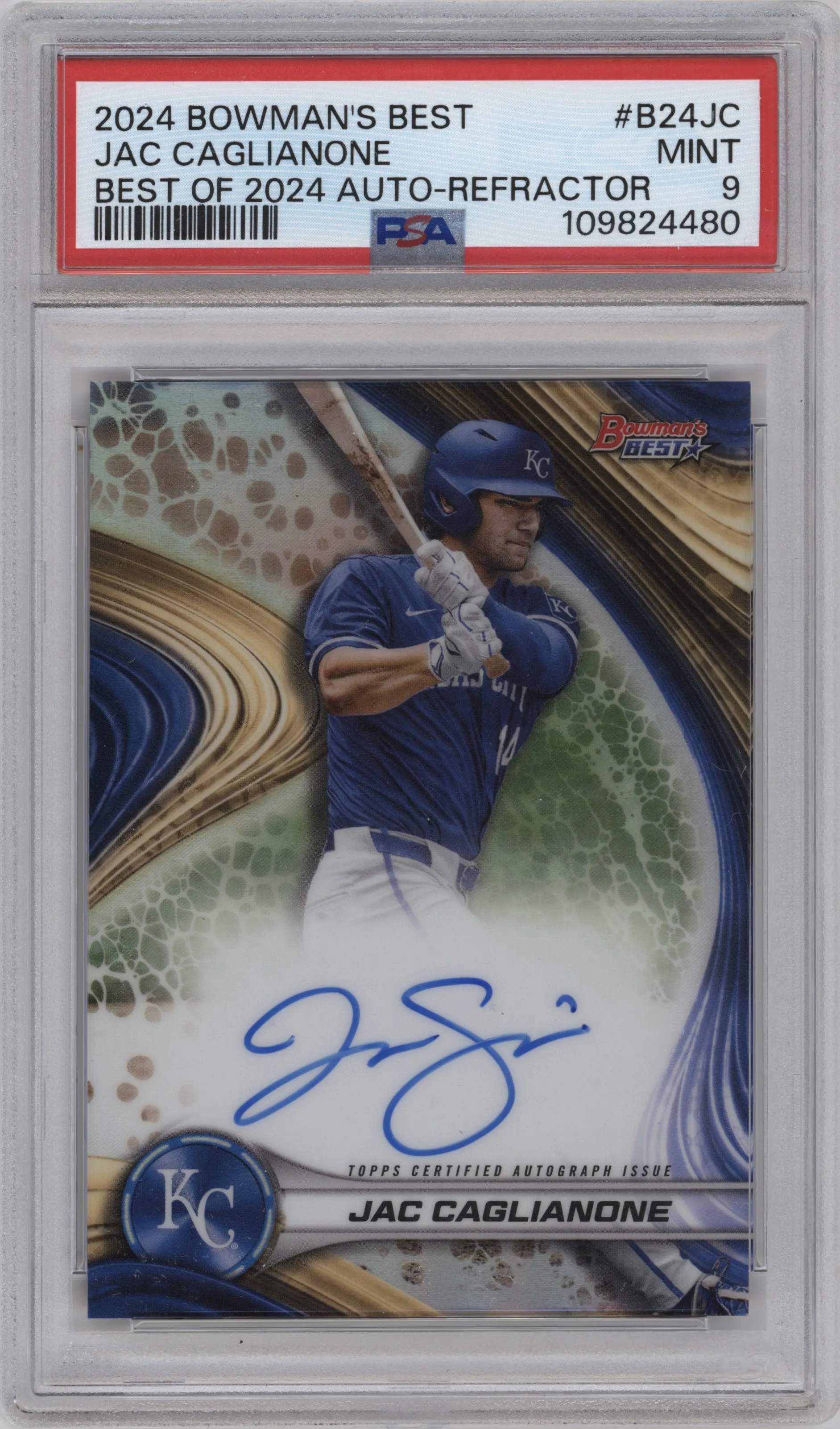 2024 Bowman's Best Best of 24 Auto Jac Caglianone Refractor #B24-JC PSA 9