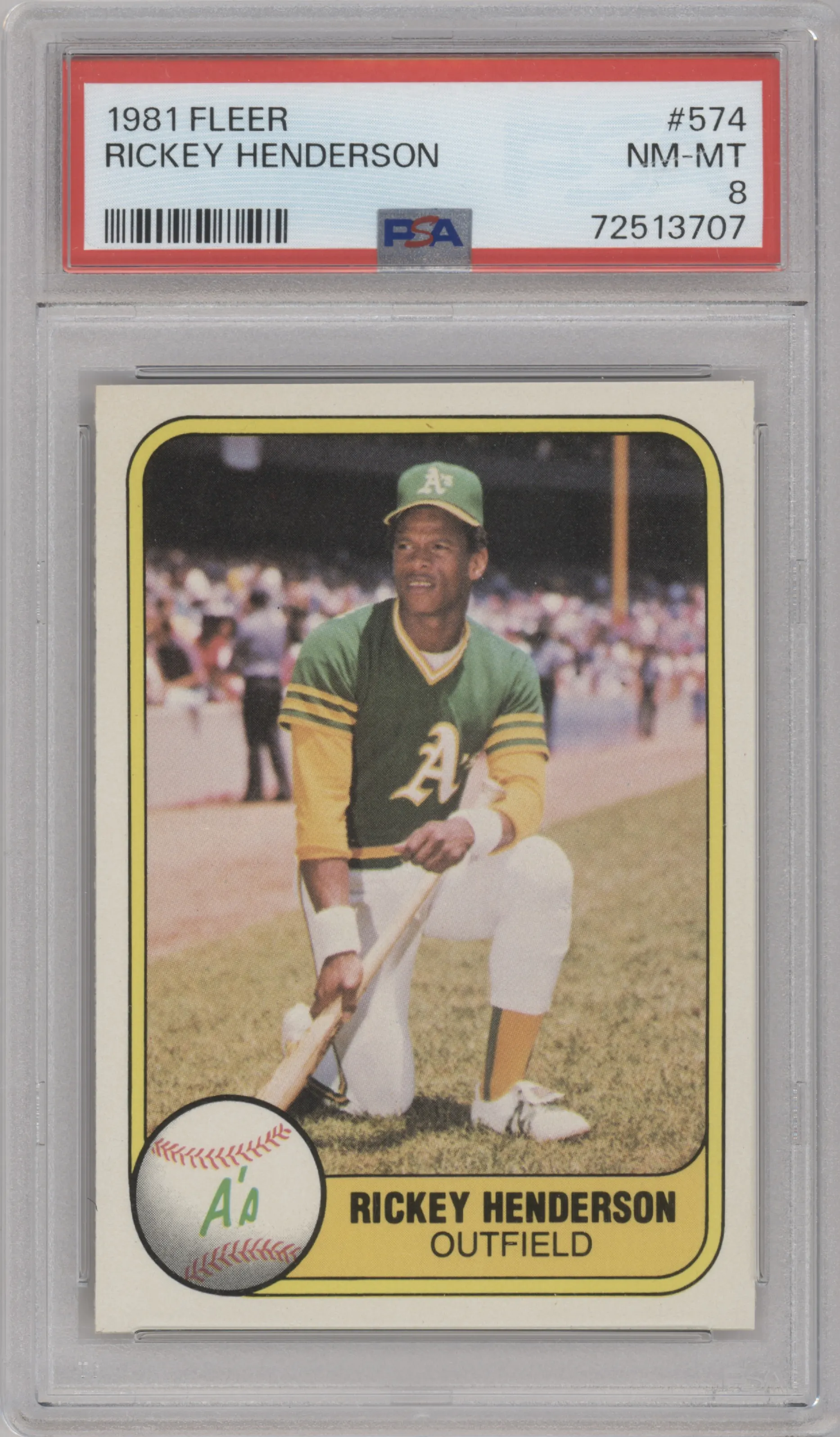 1981 Fleer Rickey Henderson PSA 8