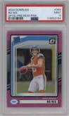 Bo Nix from the 2024 Donruss set featuring a Pink parallel graded by PSA and given an overall grade of 9.