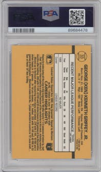 Ken Griffey Jr. from the 1989 Donruss set graded by PSA and given an overall grade of 9.