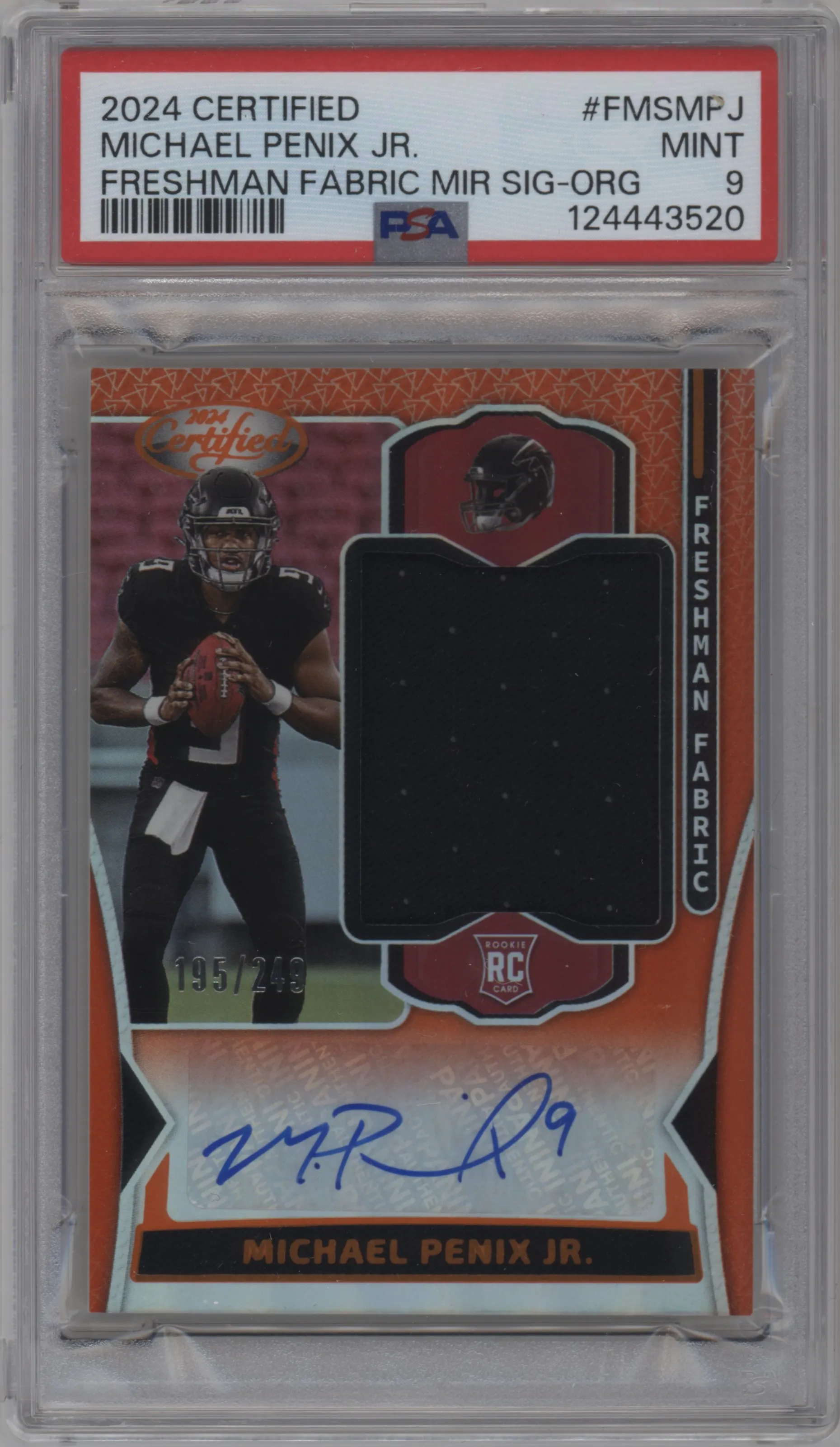 2024 Panini Certified Frshmn.Fab.Mrrr.Sig. Michael Penix Jr. Orange #FMS-MPJ PSA 9