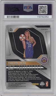 Cameron Brink from the 2024 Panini Prizm WNBA set featuring a Blue Velocity parallel graded by PSA and given an overall grade of 10.