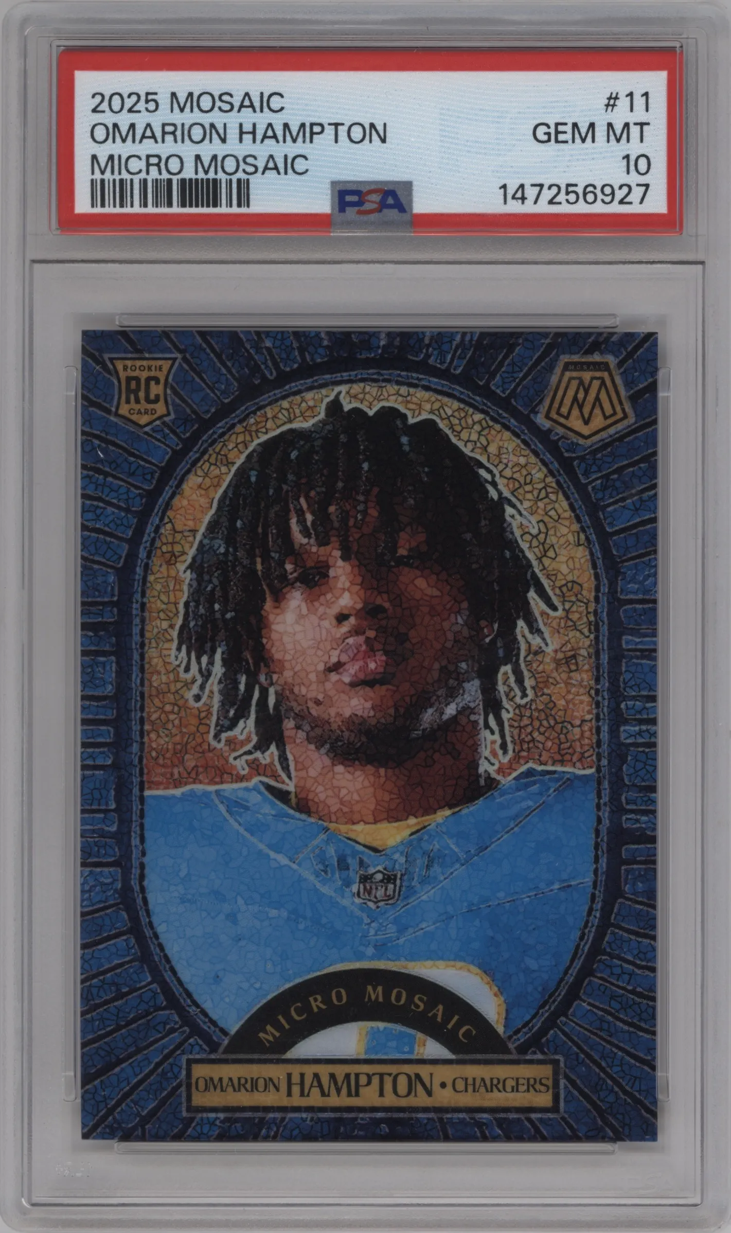 2025 Panini Mosaic Micro Mosaic Omarion Hampton PSA 10