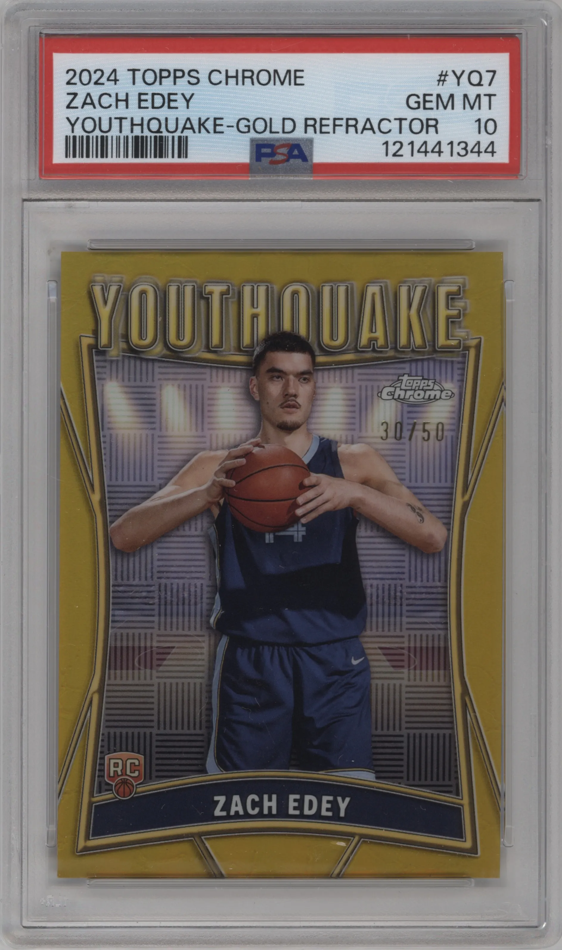 2024 Topps Chrome Youthquake Zach Edey Gold Refractor #YQ-7 PSA 10